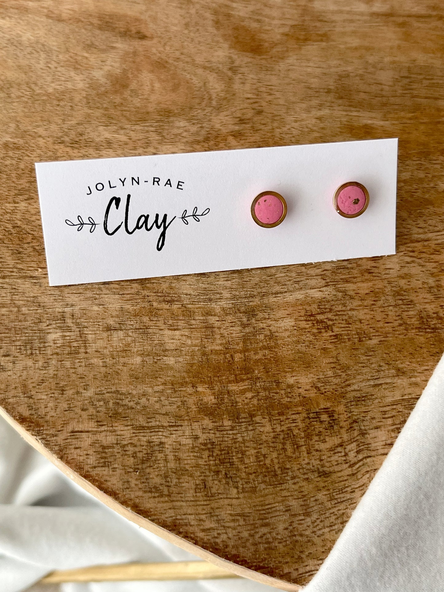 Mini Circle Stud - Pink and Gold